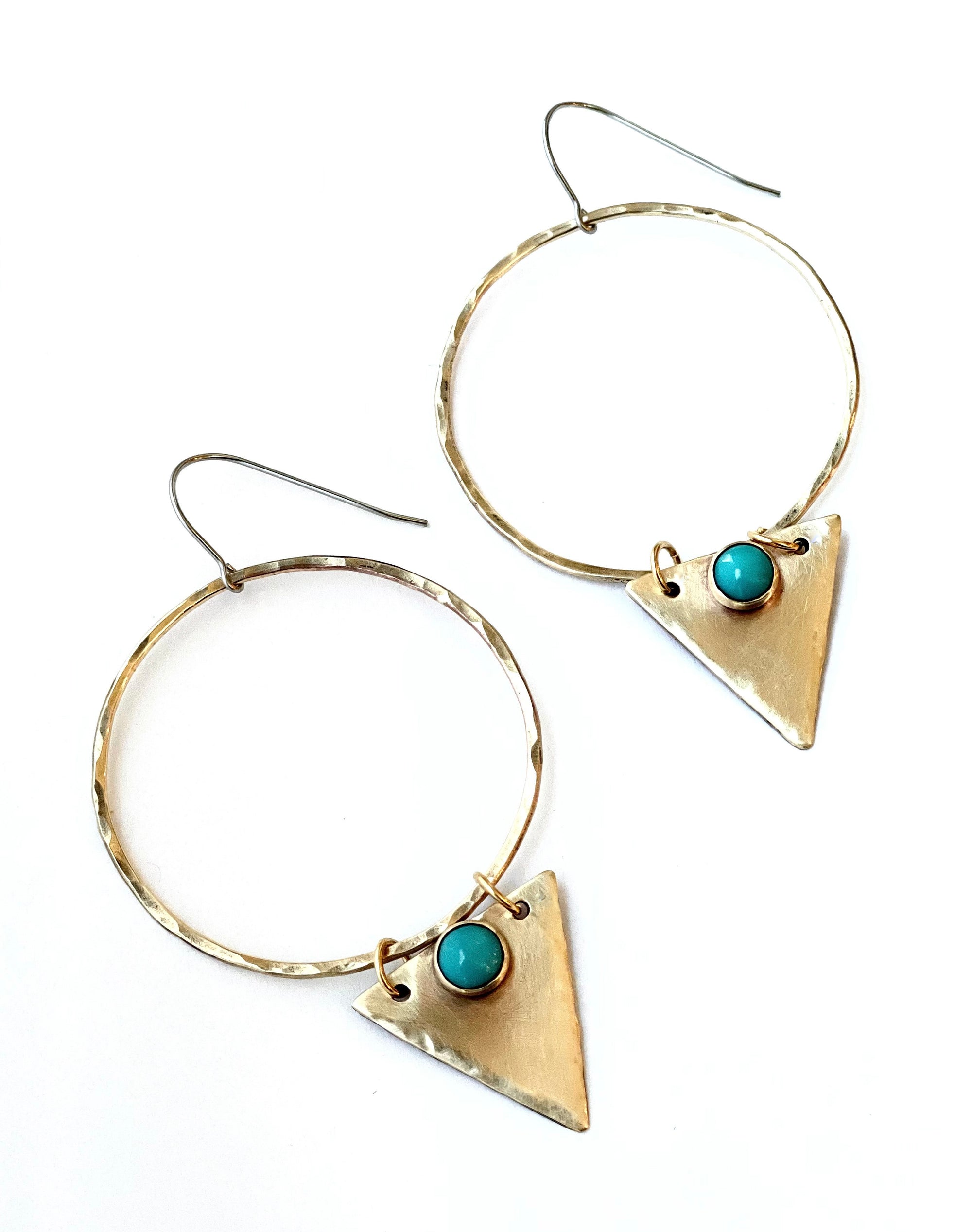 Brass Circles with Triangles and Turquoise