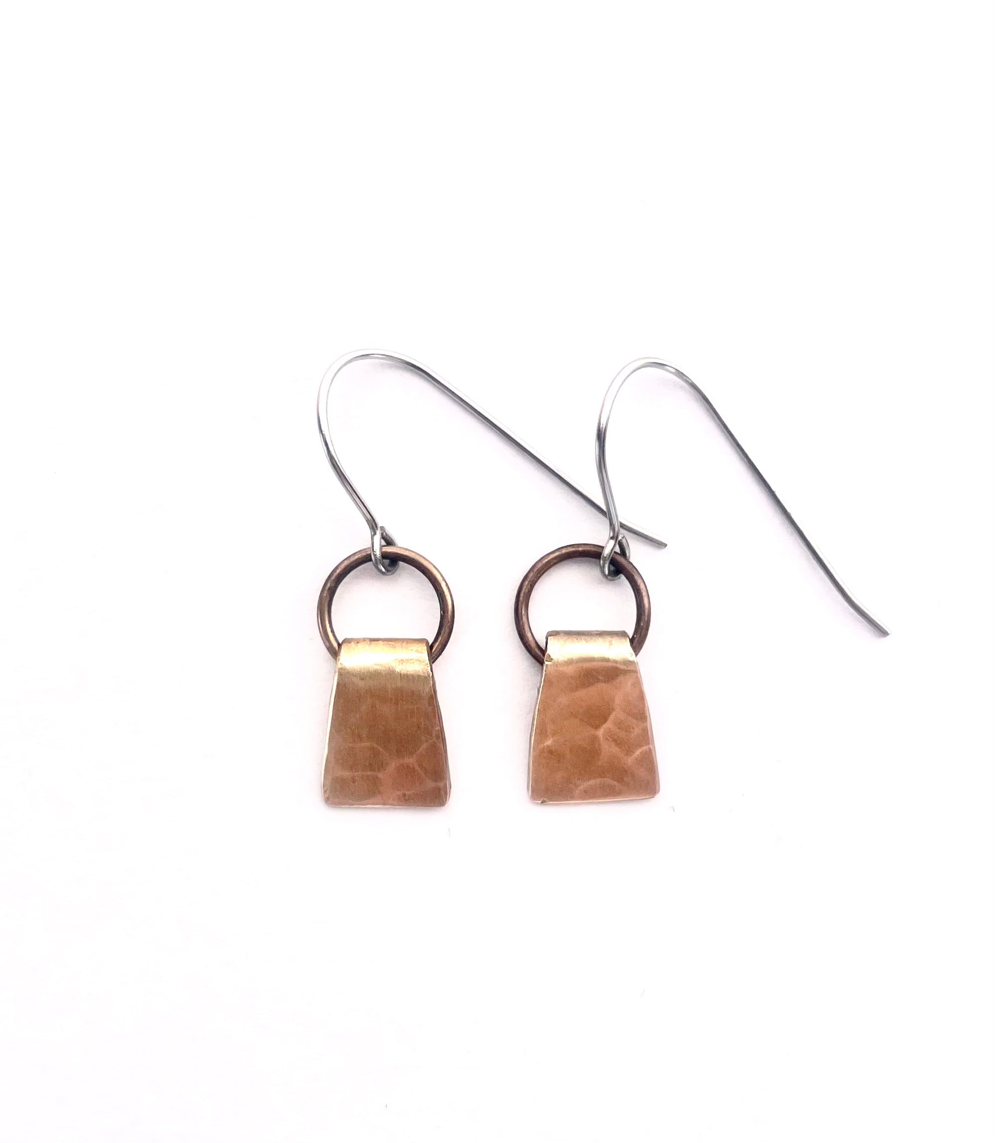 Short Wide Tab and Ring Earrings