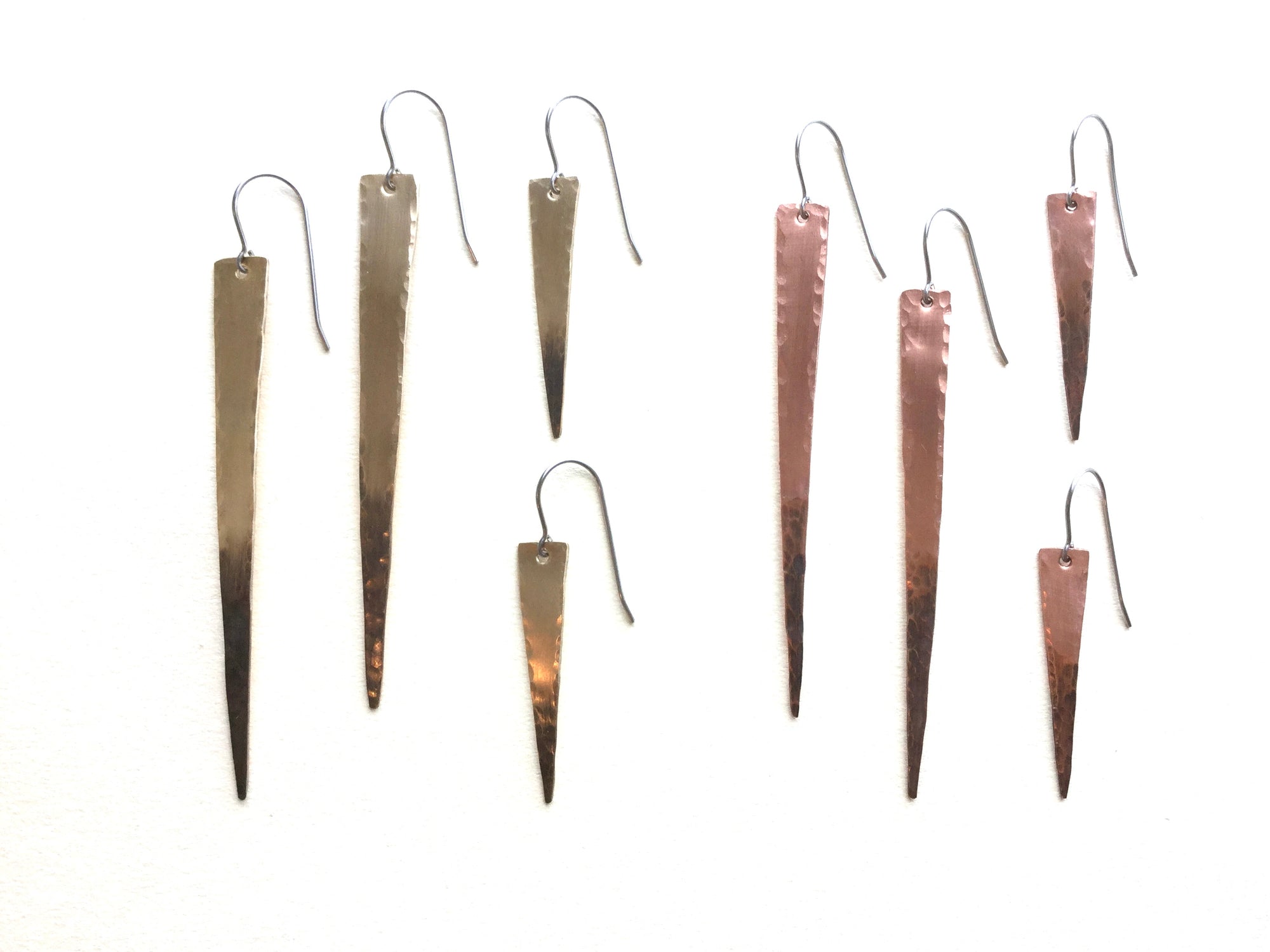 Long Hammered Triangle Earrings
