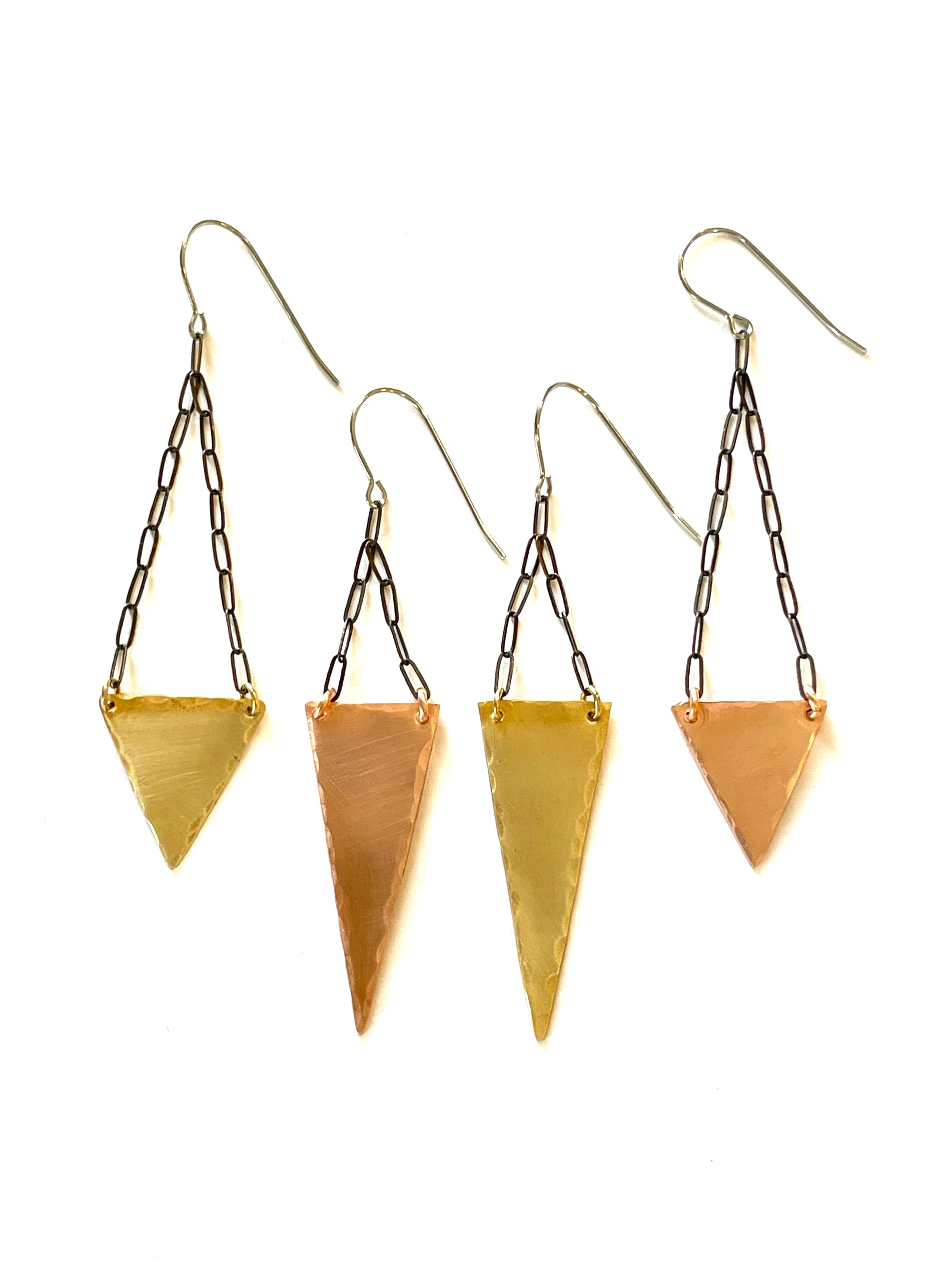 Solid Short Triangle and Chain Earrings
