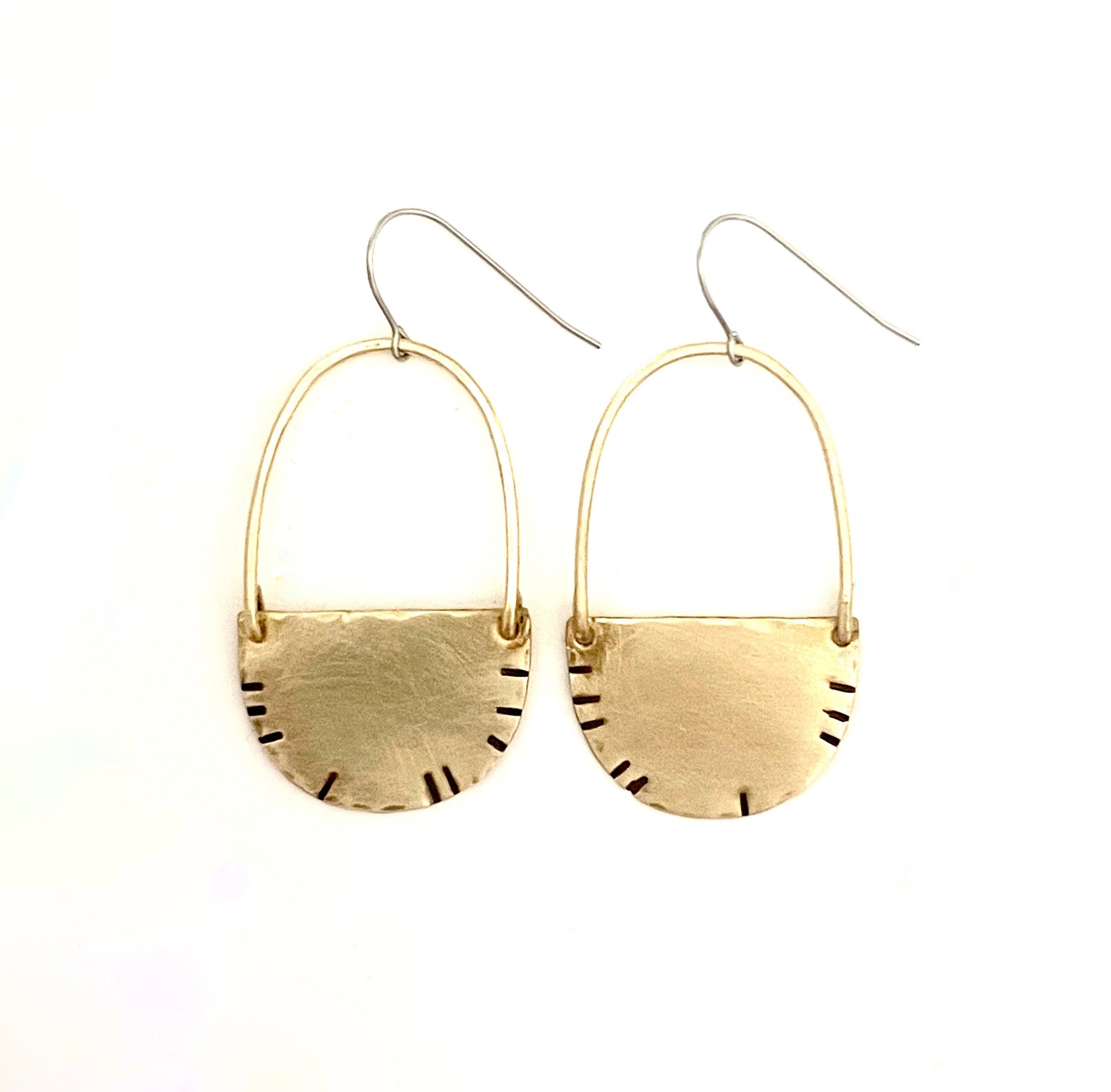 Half Moon and Wire with Lines Earrings