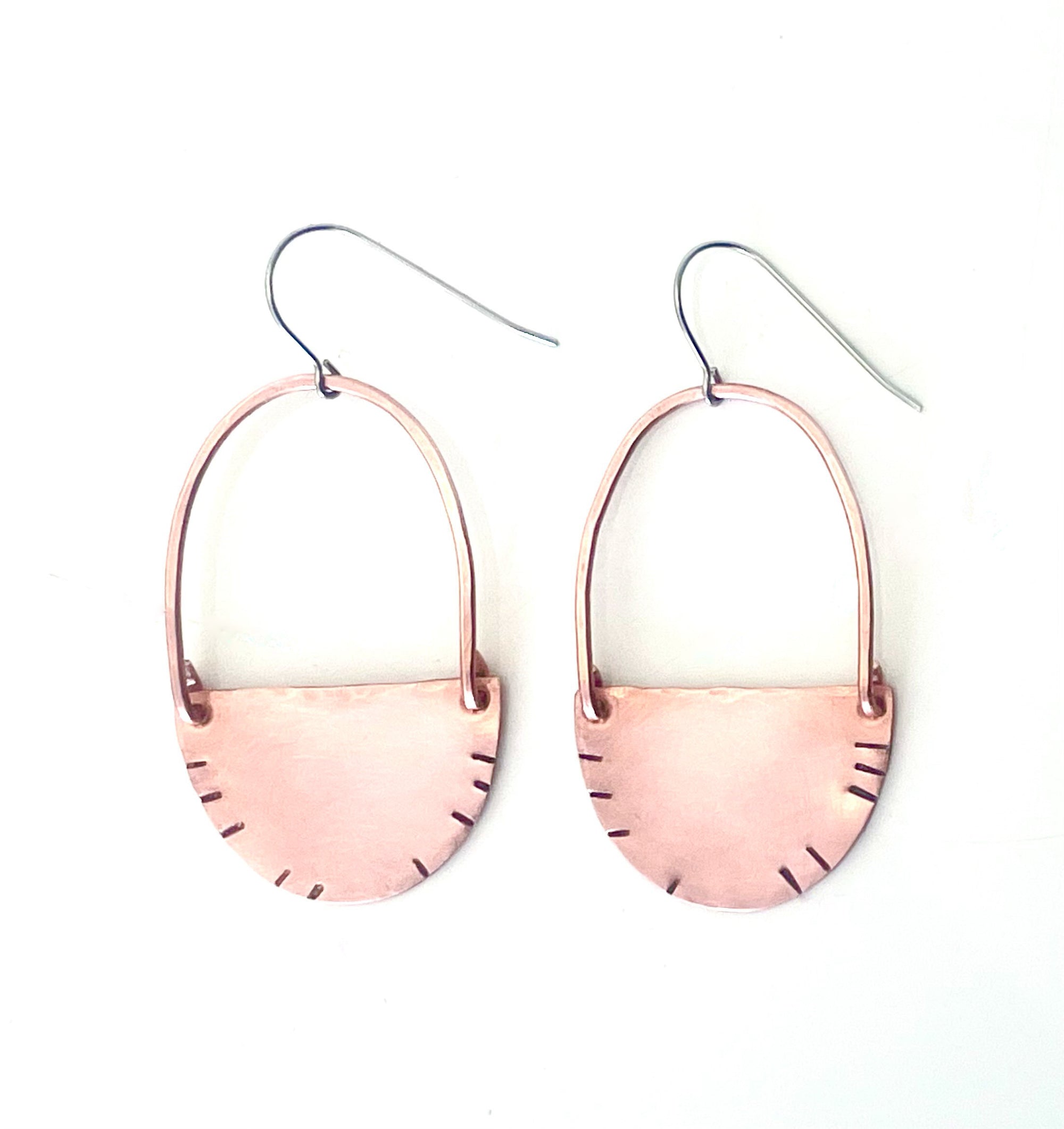 Half Moon and Wire with Lines Earrings