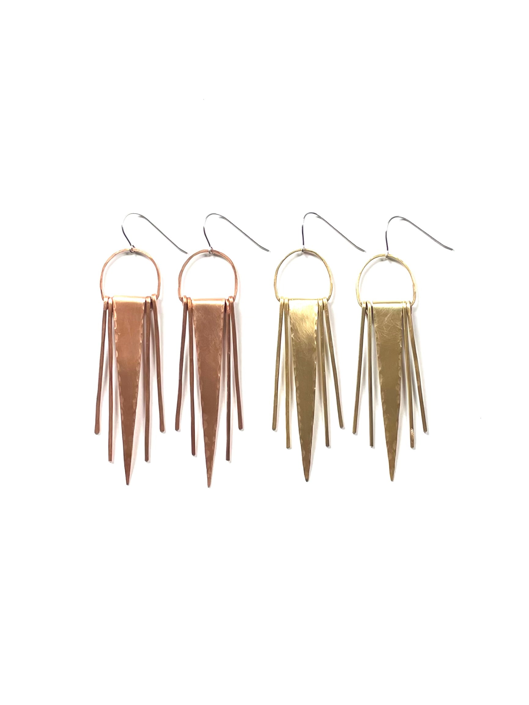 Arched Triangle Fringe Earrings