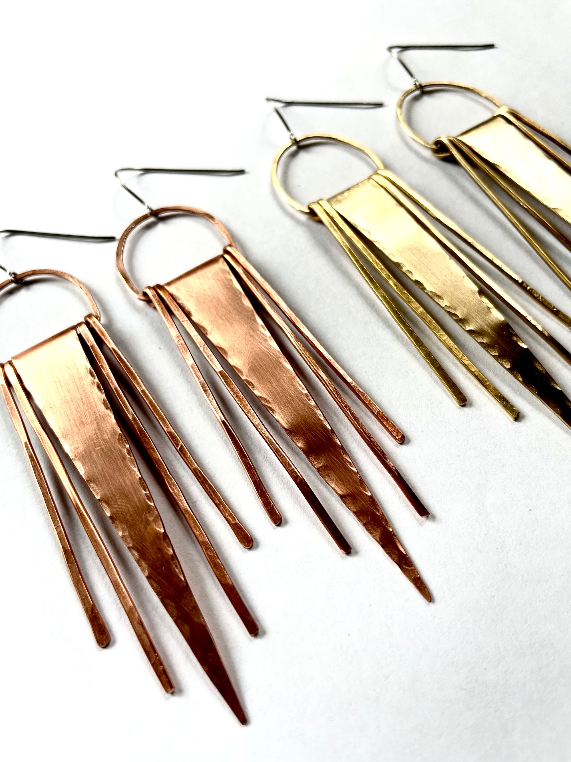 Arched Triangle Fringe Earrings