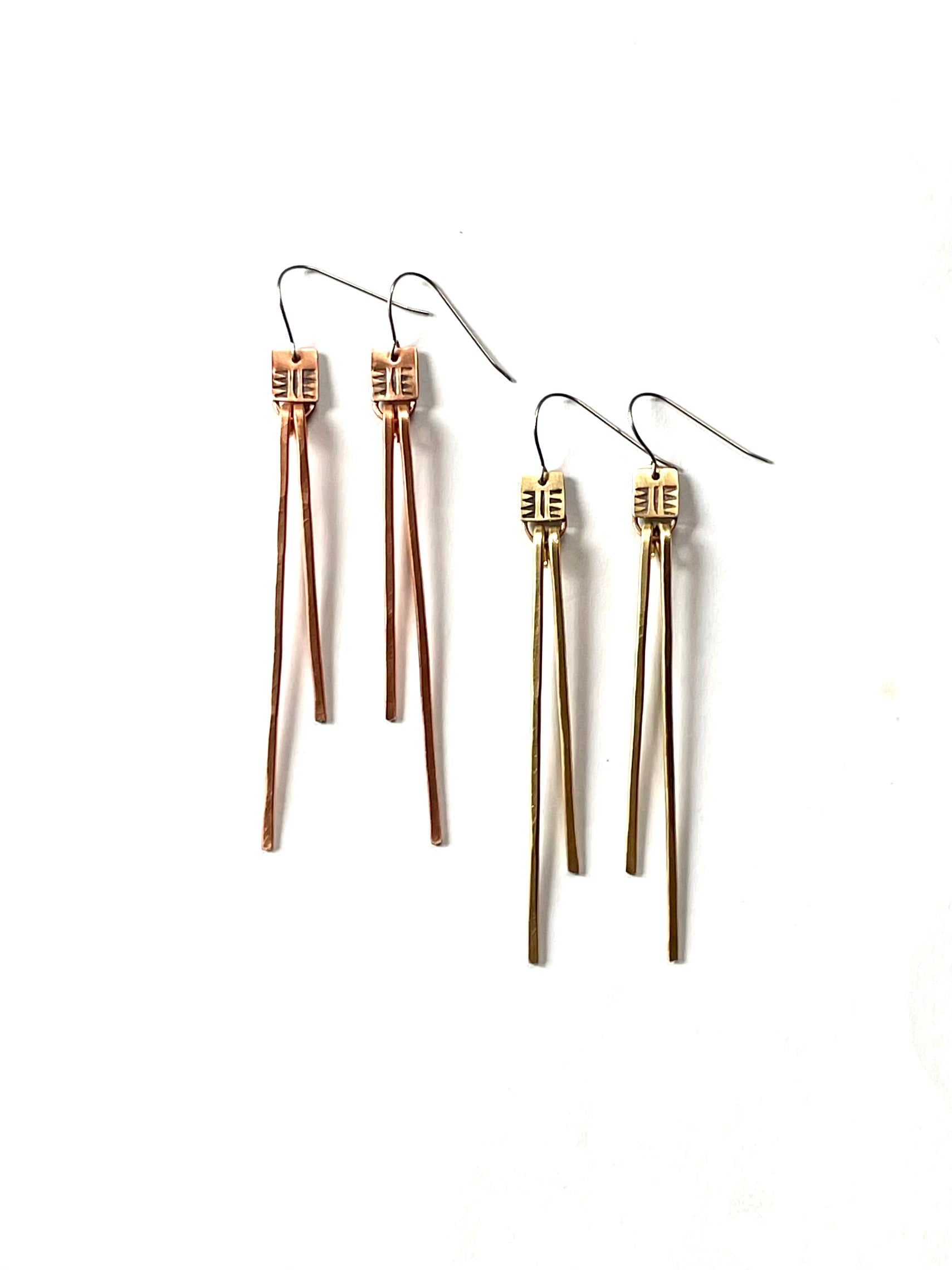 Southwest Stamped Fringe Dangle Earrings