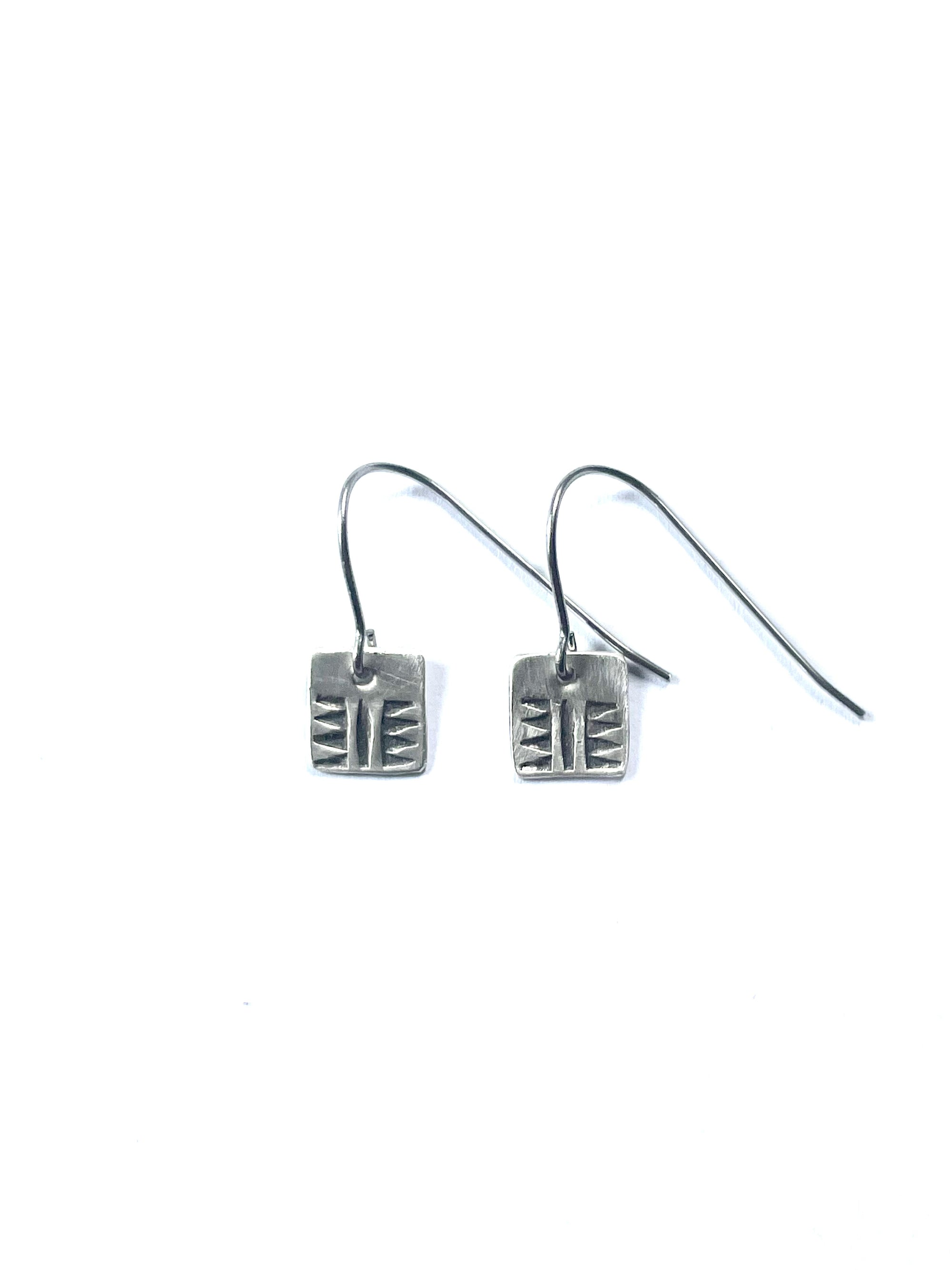 Handcrafted Southwest Stamped Rectangle Dangle Earrings