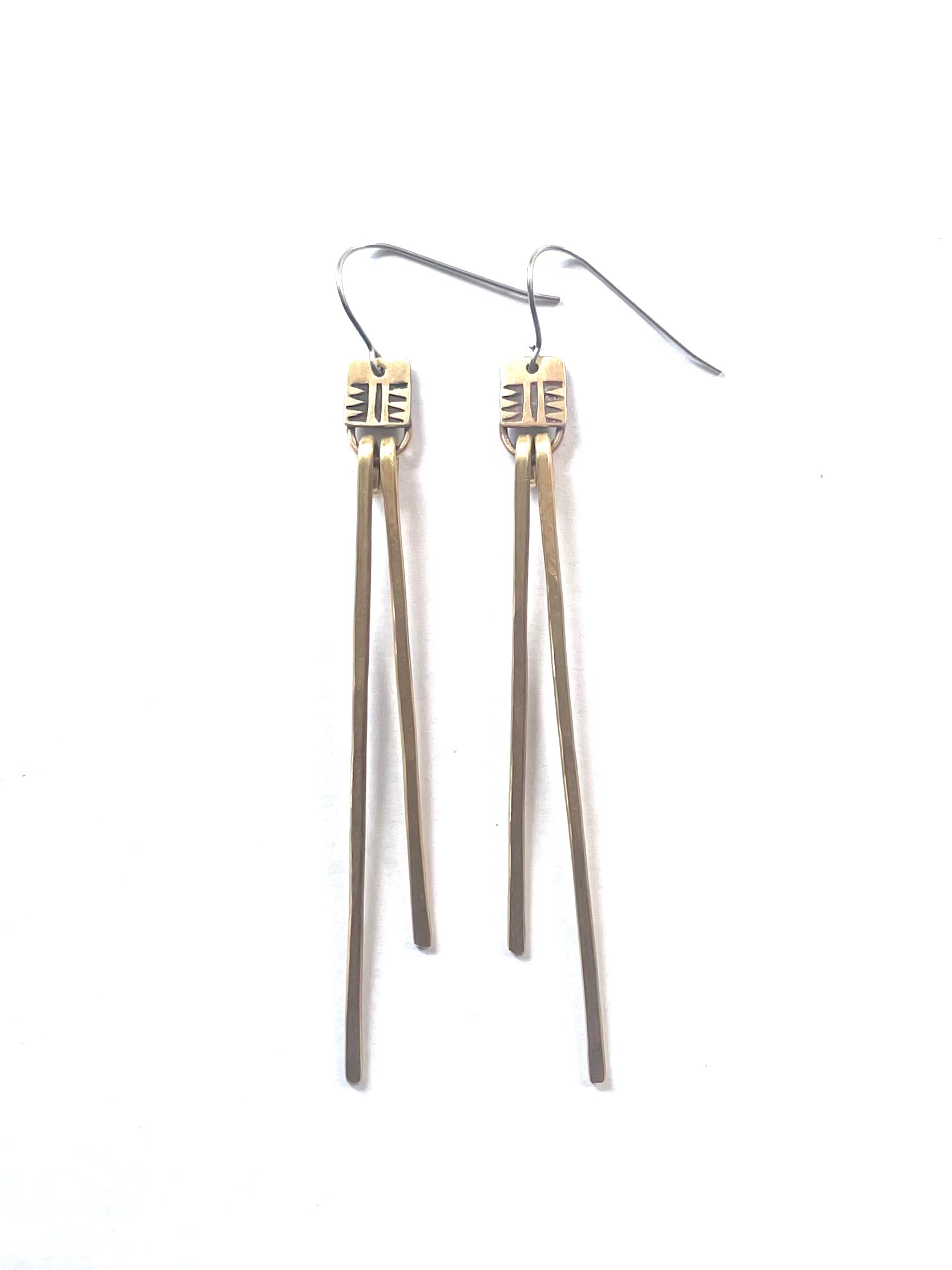 Southwest Stamped Fringe Dangle Earrings