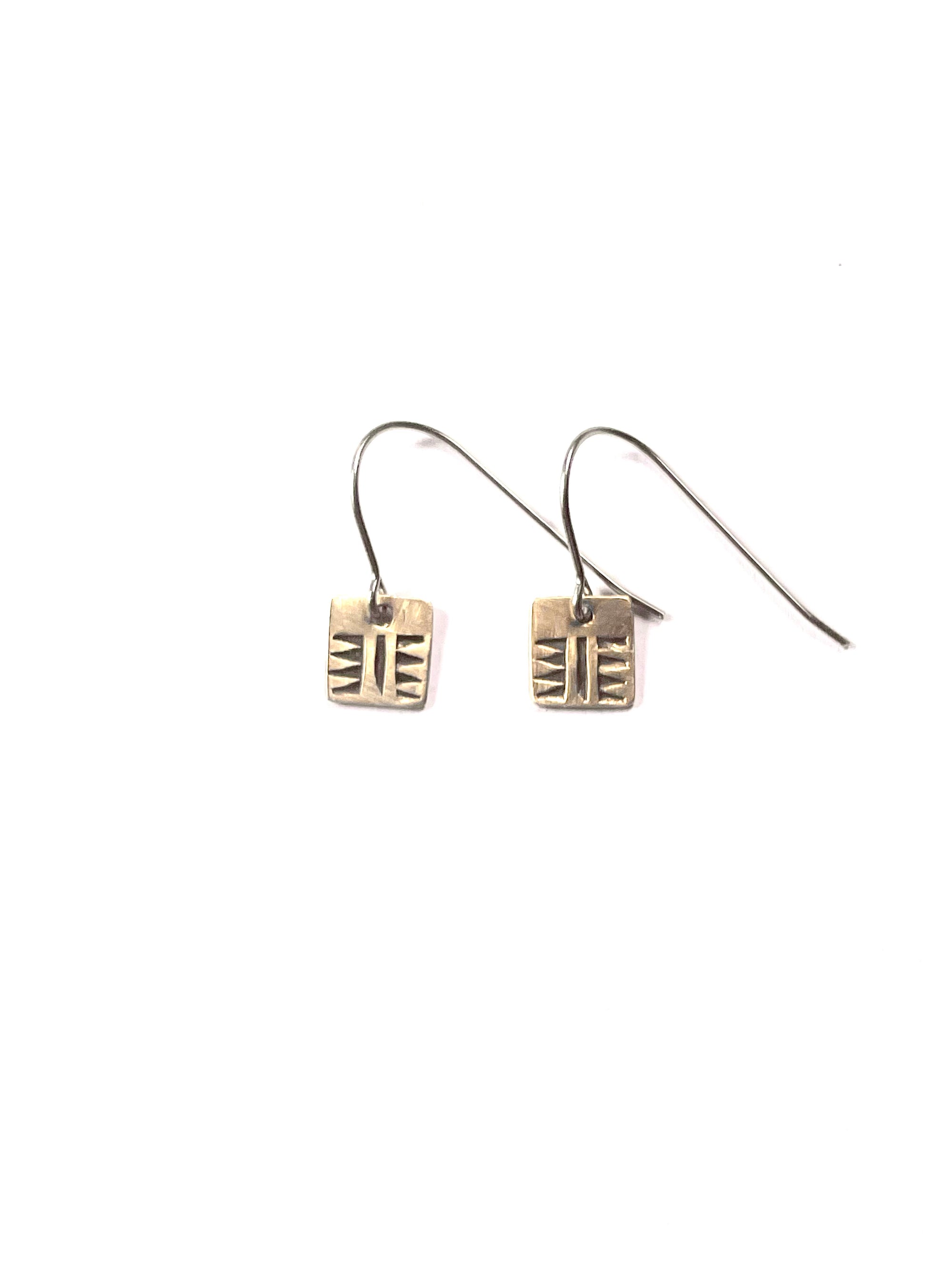 Handcrafted Southwest Stamped Rectangle Dangle Earrings