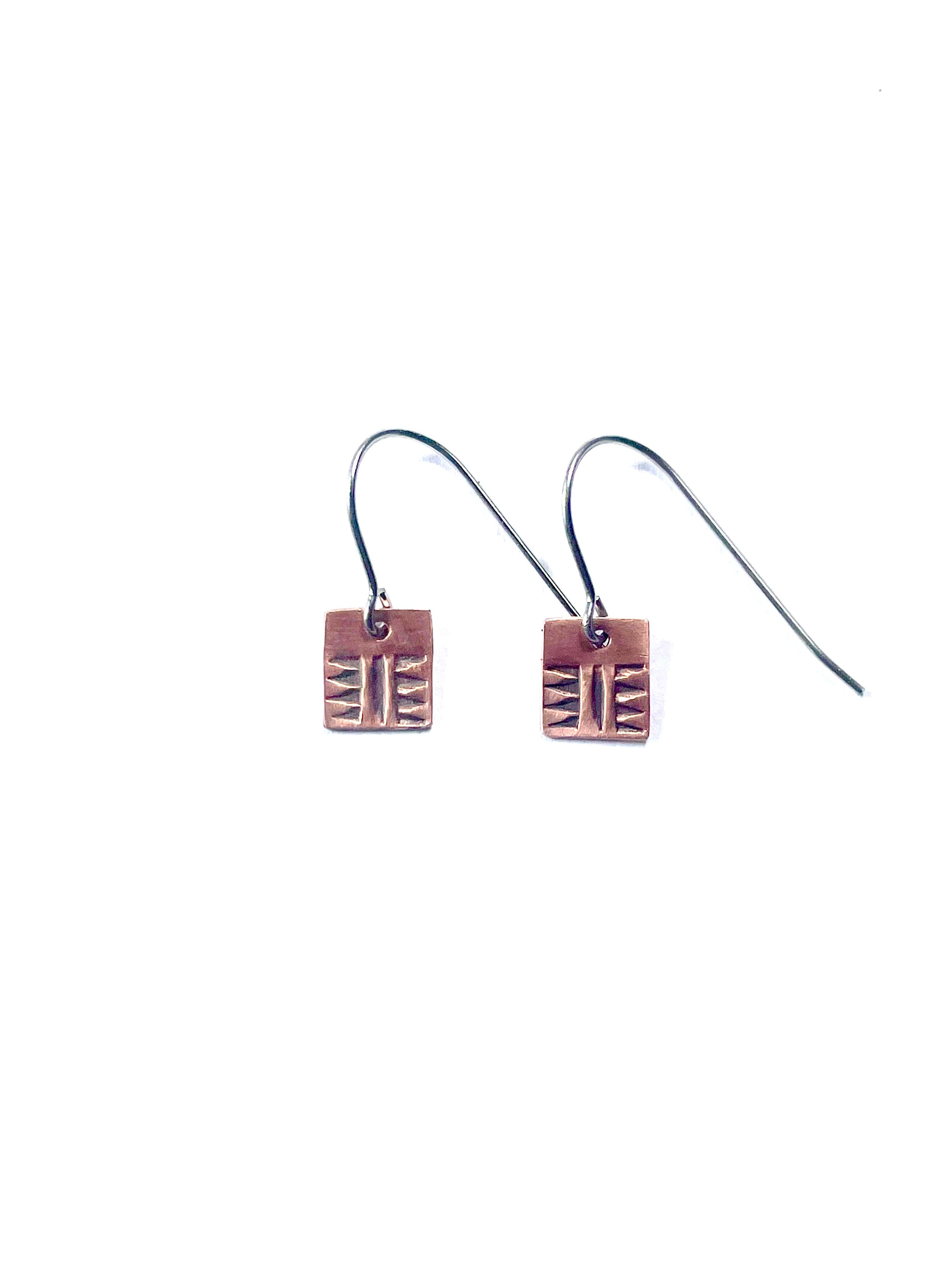 Handcrafted Southwest Stamped Rectangle Dangle Earrings