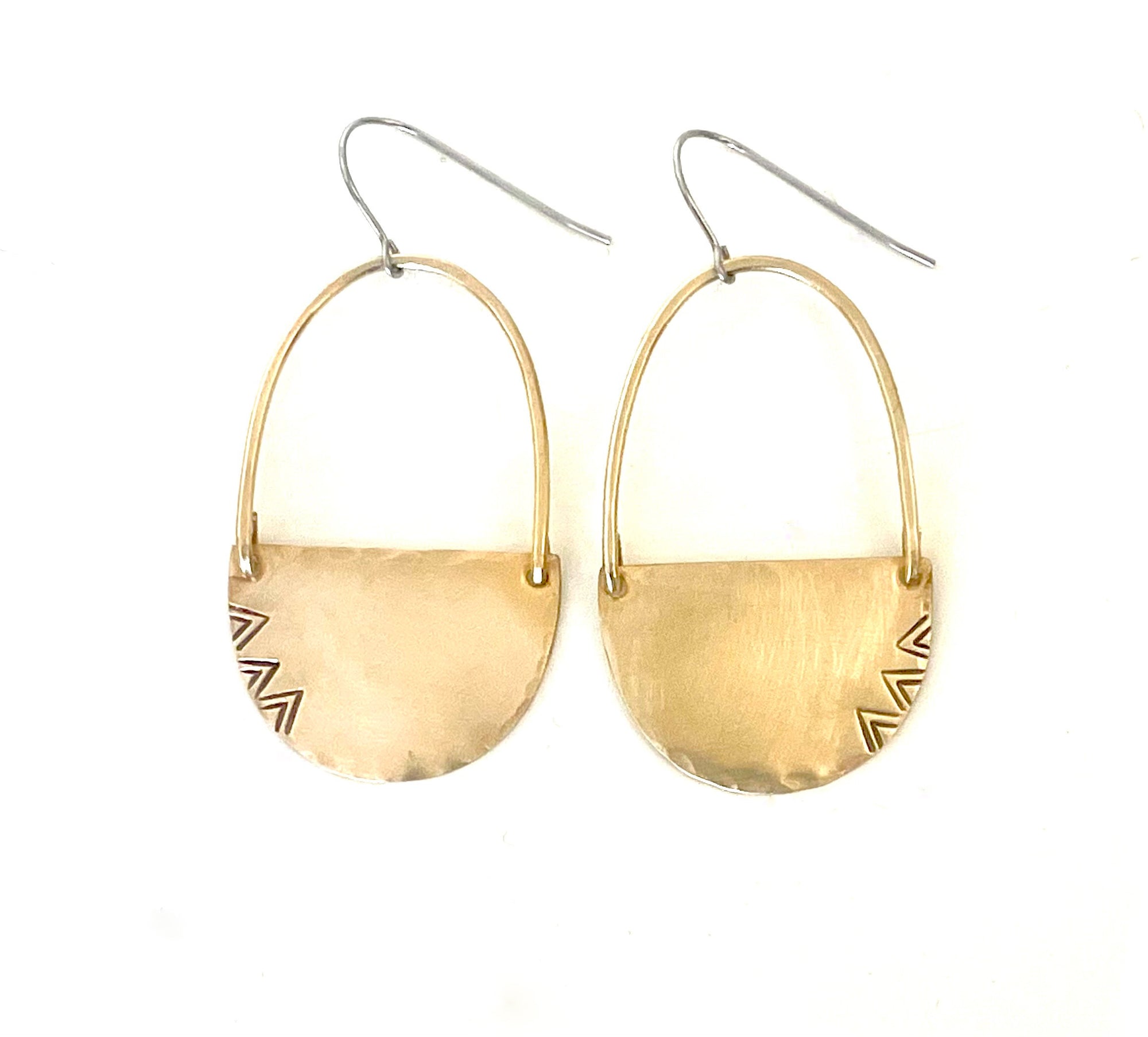 Half Moon and Wire with Chevrons Earrings