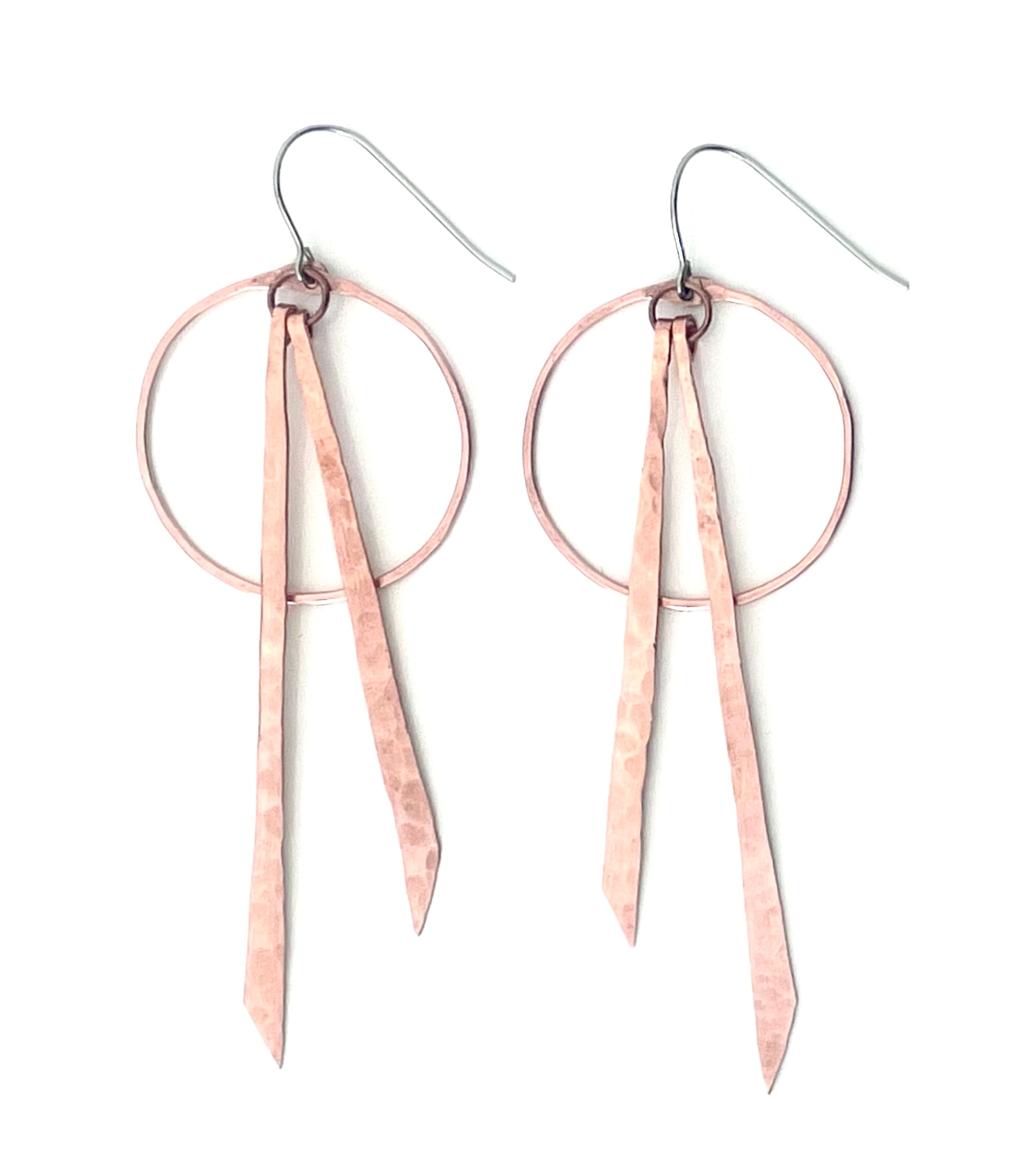 Circle and Slender Triangle Earrings
