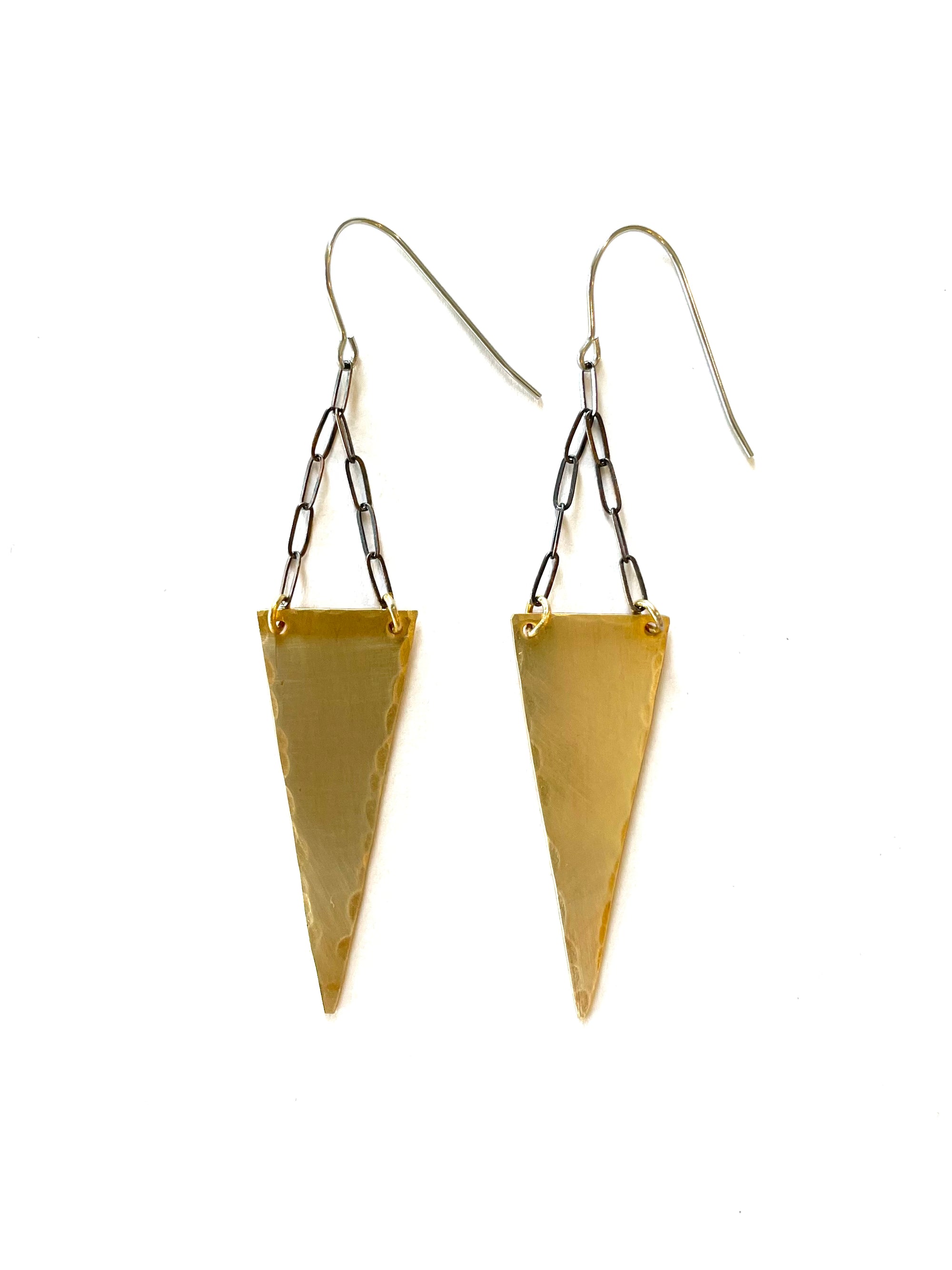 Solid Long Triangle and Chain Earrings