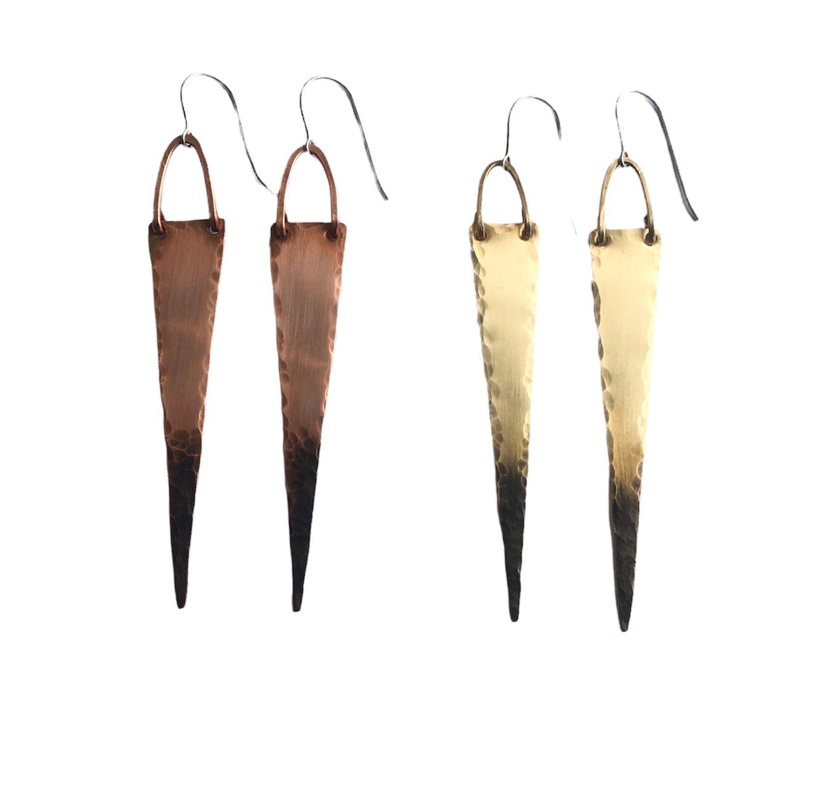 Long Triangle and Wire Earrings
