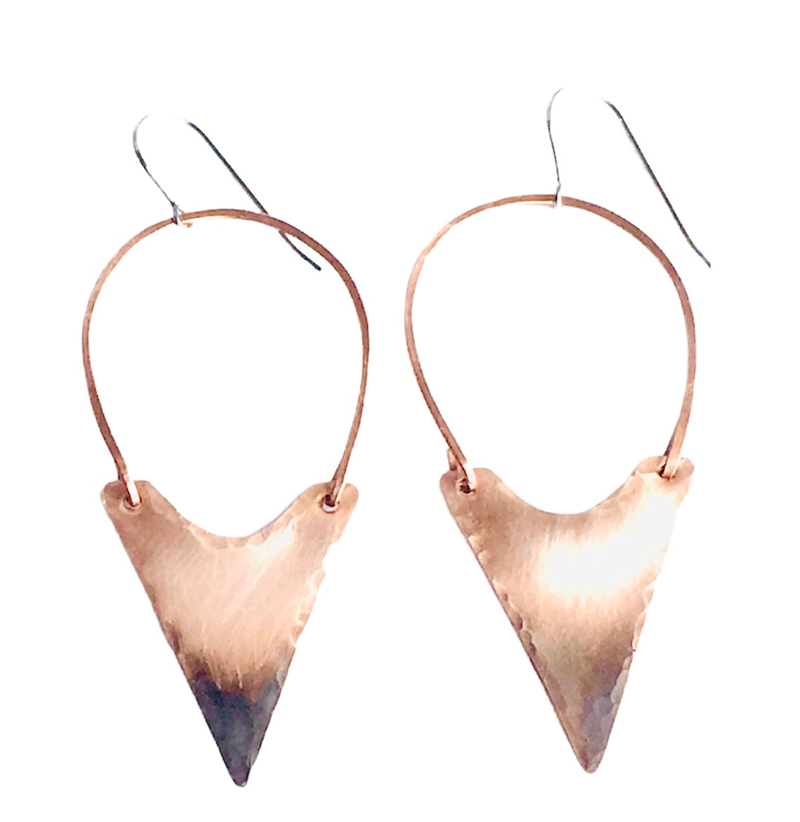 Curve Top Triangle and Wire Earrings