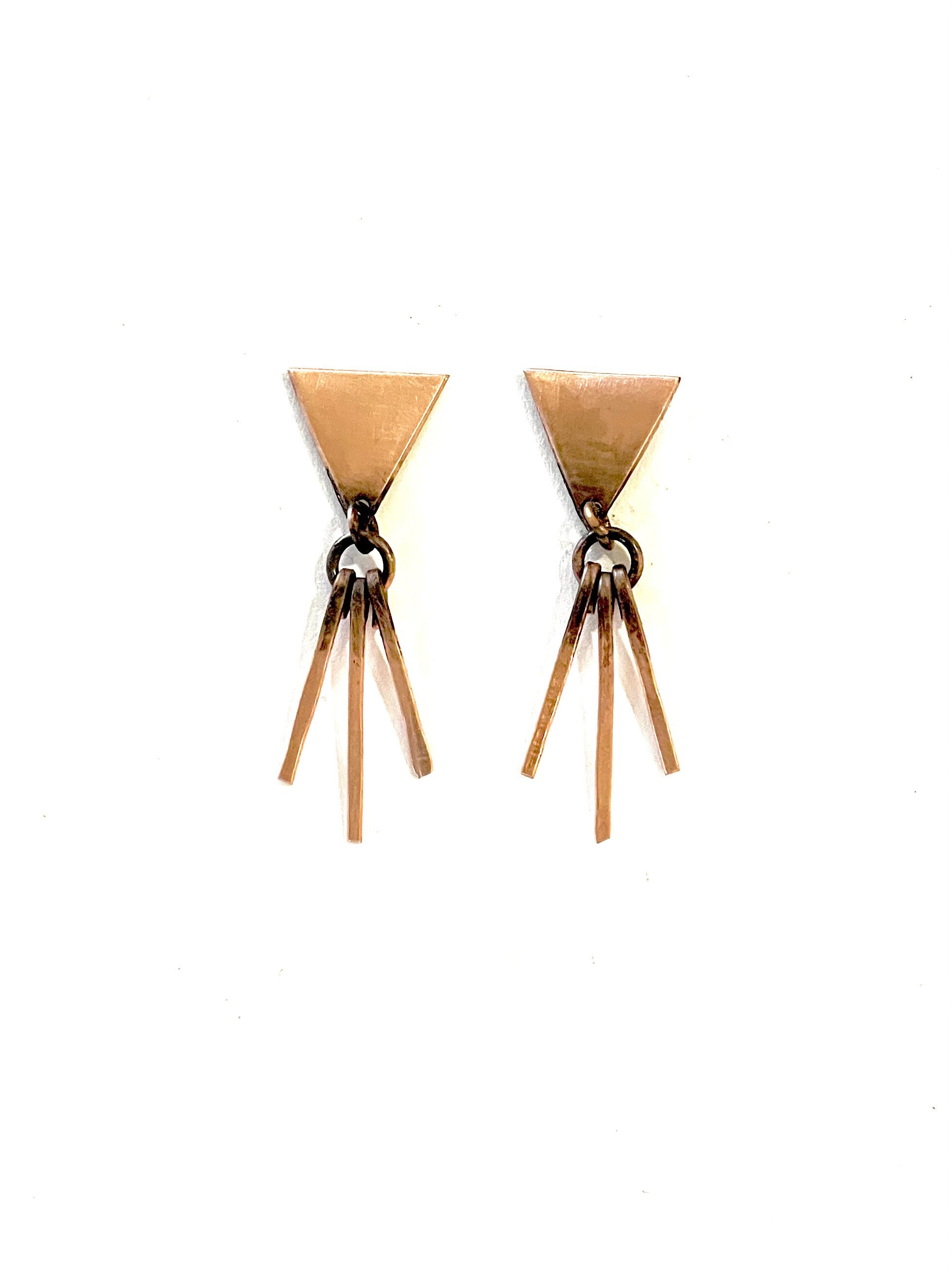 Triangle Stud with Fringe Earrings