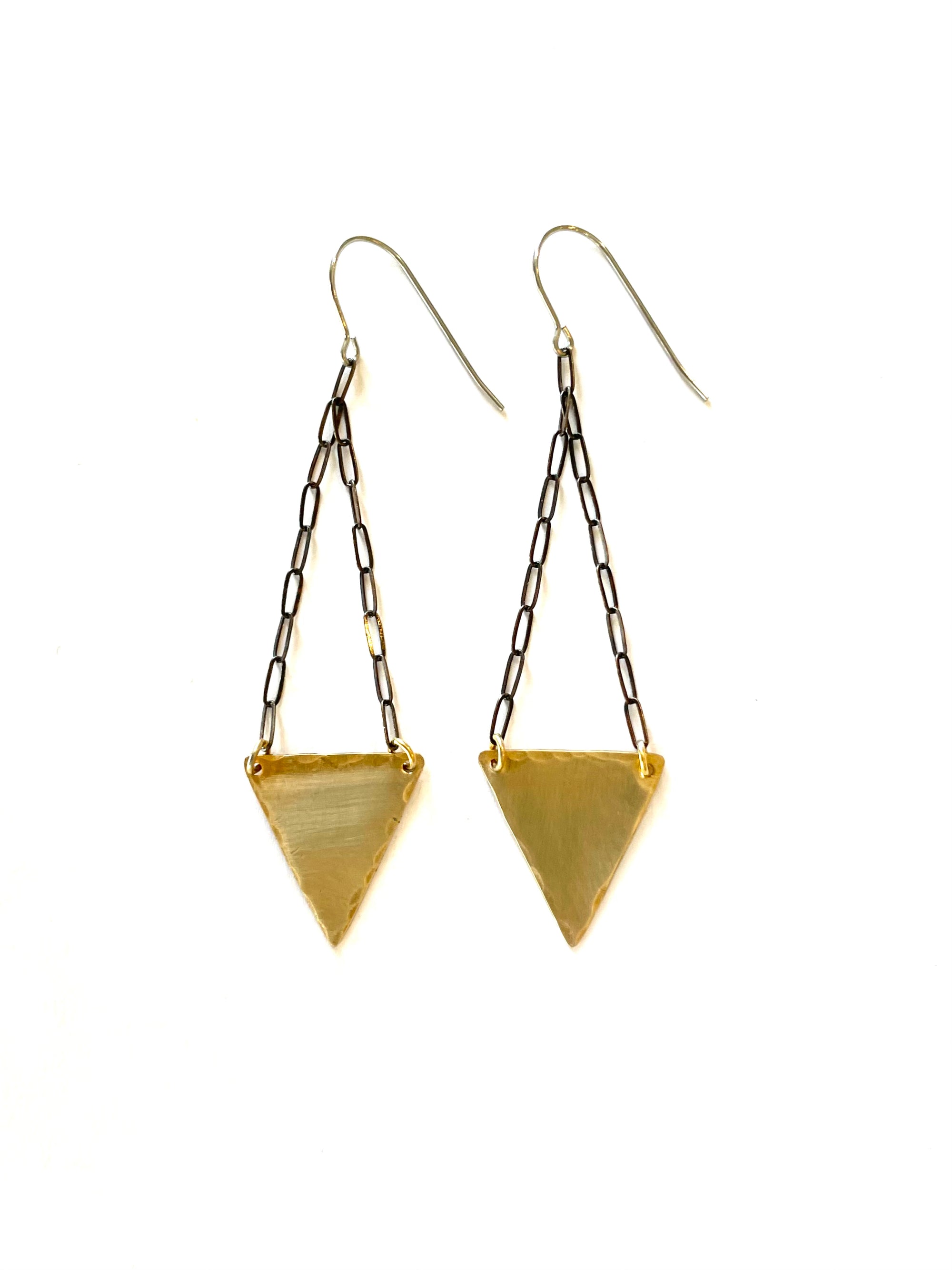 Solid Short Triangle and Chain Earrings