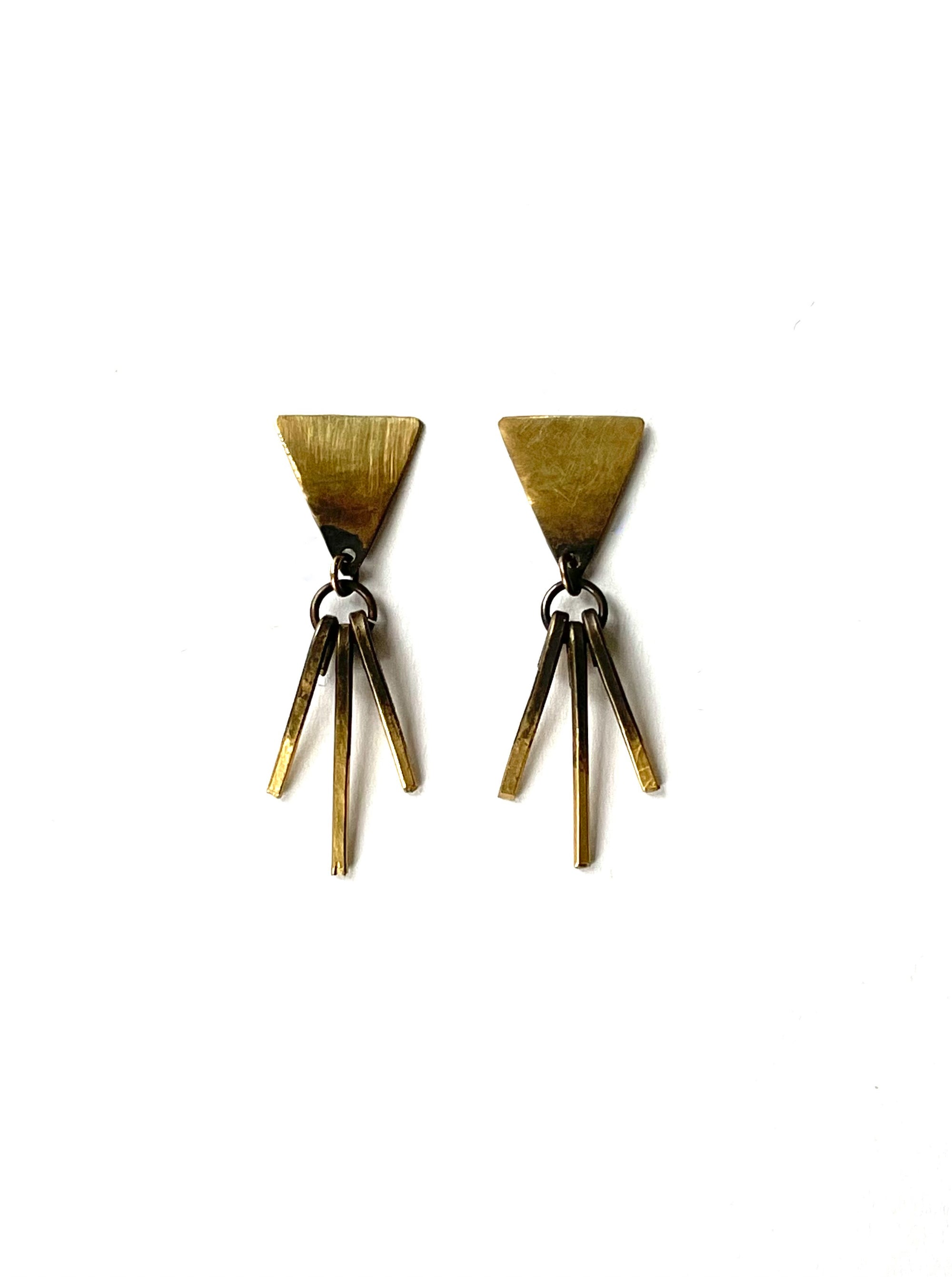 Triangle Stud with Fringe Earrings