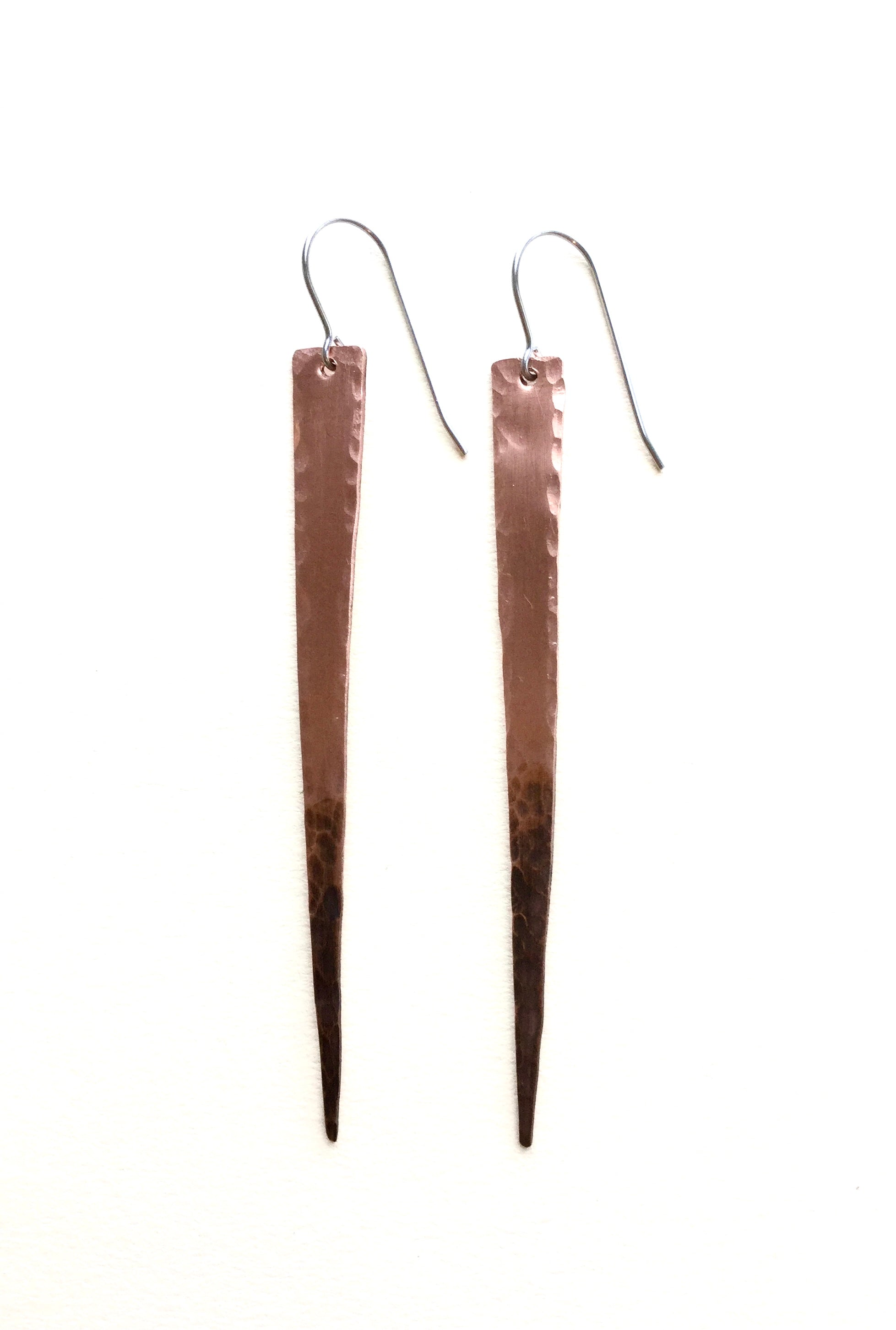 Long Hammered Triangle Earrings