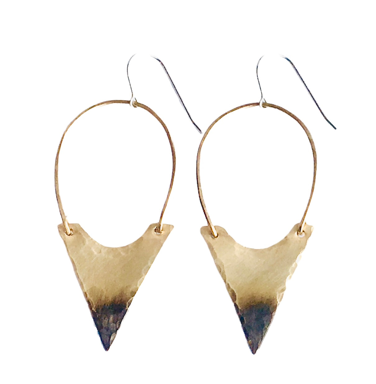Curve Top Triangle and Wire Earrings